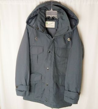 Land - N - Lakes Vintage Mens Medium Parka Coat Jacket With Removable Hood Gray Blue