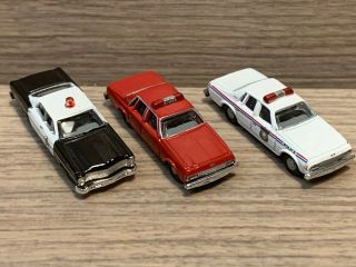 N Scale Mini Metals Vintage Style Police Cars & Fire Chief - Ford & Chevy Cruiser