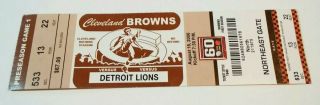 2006 Cleveland Browns Detroit Lions Nfl Football Ticket Stub