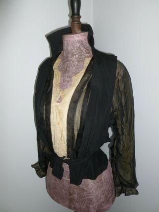 Antique Victorian Blouse Silk Chiffon Lace Vintage Edwardian - unfinished 2