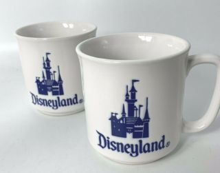 2 Disneyland Vintage Walt Disney Coffee Cup Lipped Mugs Cinderellas Castle Japan