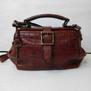 Vintage Fossil Small Croc Embossed Leather Dr.  Bag Single Handle Crossbody