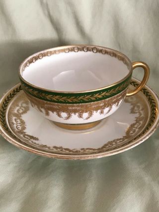 Vintage French Limoges Vintage Teacup And Saucer " Pouyat "