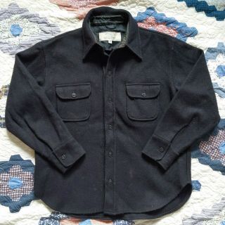 Vintage 70s 80s Navy Blue Wool Cpo Heavy Shirt Jacket Size Medium