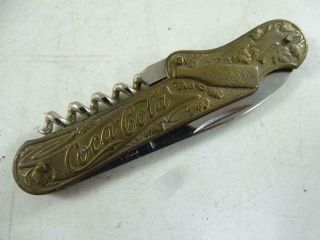Vintage Coca Cola Bottling Co Folding Pocket Knife Corkscrew Japan Retro 3.  5 " L
