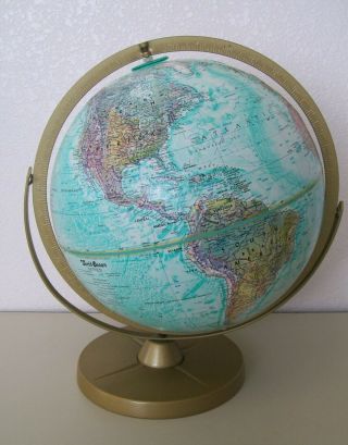 Vtg Replogle 12” Diameter World Ocean Series Spinning Globe W/ Rotating Axis