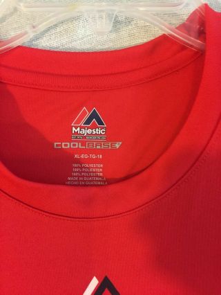 Majestic Atlanta Braves Red Cool Base Youth XL Shirt MLB 3