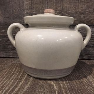 ❤️ Vintage Mccoy 1242 Stoneware Pottery Cookie Jar With Lid Gray Beige