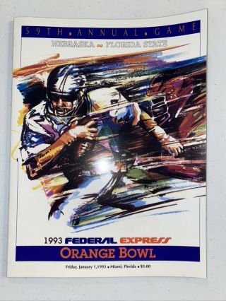 59th Annual Orange Bowl Program 1993 Nebraska Vs.  Florida State