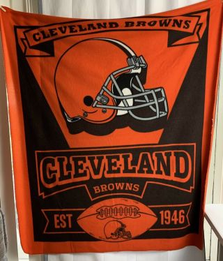 Cleveland Browns Helmet Logo Soft Fleece Orange Throw Blanket 58.  5 X 48