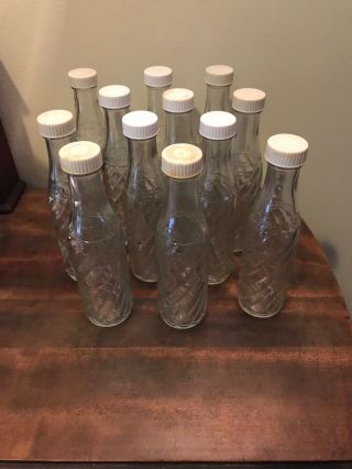 12 Vintage Glass Soda Stream Bottles W/lids