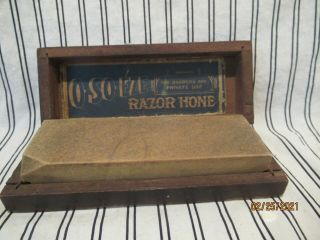 Rare Vintage Pike 6 Inch Soft Arkansas Washita Oil Stone Razor Hone In Wood Box