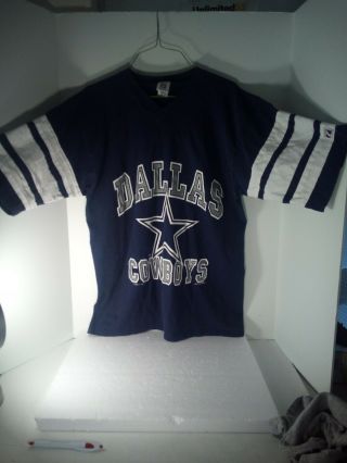Dallas Cowboys Jersey T - Shirt Size L Large Vintage Logo7 Brand Blue / White