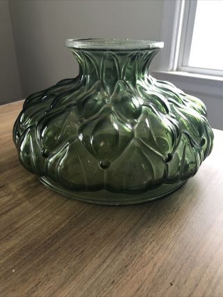 Vintage Bubble Diamond Quilted Green Glass Oil Student Lamp Shade Globe