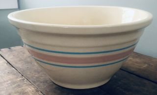 Vintage Mccoy Usa Pottery Pink & Blue Ovenware 10 Mixing Bowl