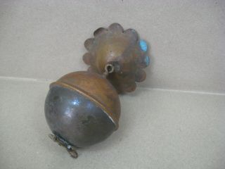 Antique Vtg Brass Iron Counterweight Ball Hanging Oil Kerosene Library Lamp