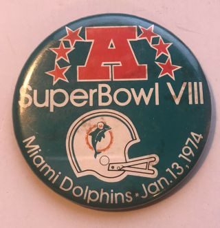 Bowl Xiii Miami Dolphins Pin Button 1/13/1974 Nfl Football