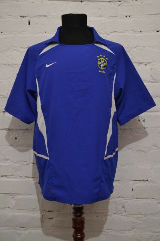 Vintage Brazil Away Football Shirt 2002/2004 Soccer Jersey Camiseta Mens L Nike