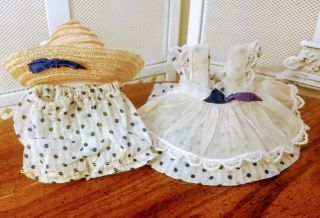 Vintage Vogue Ginny " Lucy " Tiny Miss Blue Polka Dot Dress Bloomers Hat No Doll