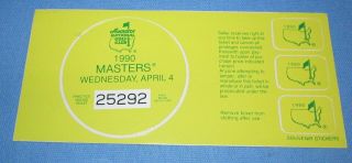 1990 Masters Practice Round Ticket Decal