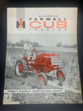 Vintage 1950’s Ih Mccormick Farmall Cub Tractor Sales Brochure