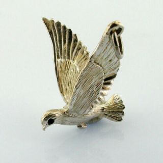 Vintage Sterling Silver Dove Bird Pendant Charm