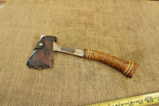 Vintage Estwing Leather Handle 14a Camping Hatchet Axe With Sheath Wood Tool