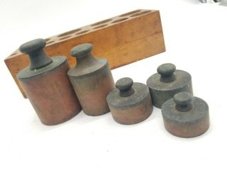 5 Vintage Brass Balance Scale Weights - 1 Kilo - 1000 Grams - Apothecary - Matched Set