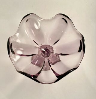 Vintage Rare Viking Glass Epic 6 Petal Footed Bowl Lavender Teaberry 7 Inch 3