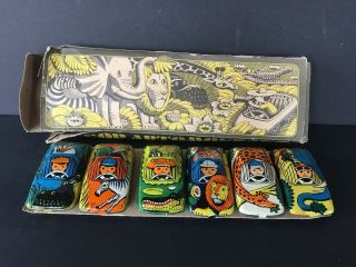 Vintage Russian Tin Litho Toy Race Cars Set Of 6