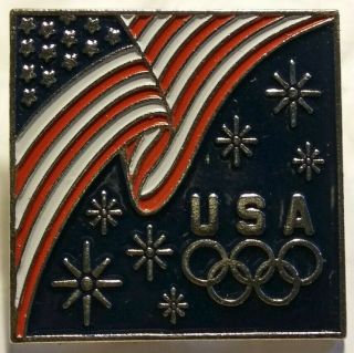 Team Usa Winter Olympic Badge Pin 1 " Square