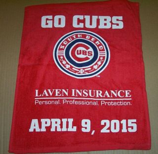 South Bend Cubs 4/9/2015 Home Opener Sga Game Giveaway Rally Towel 14 X 18.  5 "