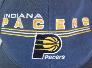2 Vintage Indiana Pacers Ball Cap Hat NBA Blue Gold Snap Adjustable 3