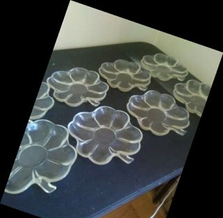 Set Of 8 Vintage Federal Glass Clear Shamrock/clover - Shaped Candy/nut Dishes