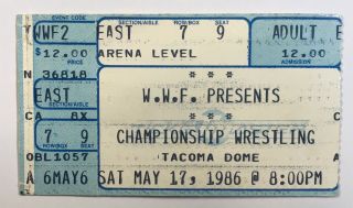 Vintage Wwf Wrestling Ticket Stub May 1986 Iron Shiek Brutus Beefcake Bob Orton