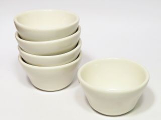 Set Of 5 Vintage Buffalo China White Custard Chowder Cups