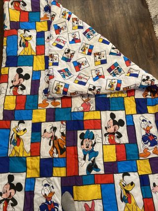 Vintage DISNEY Mickey Mouse TWIN SIZE Comforter Donald Duck Goofy Minnie 62X83 