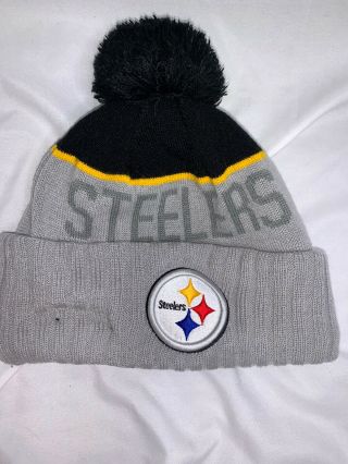 Era Nfl Pittsburgh Steelers On Field Sideline Beanie Winter Pom Knit Cap Hat