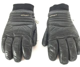 Hotfingers Black Leather Lined Men’s Medium Ski Gloves Vintage Wells Lamont
