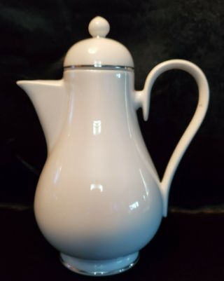 Vintage Coffee / Tea Pot White With Platinum Trim Made In Ireland
