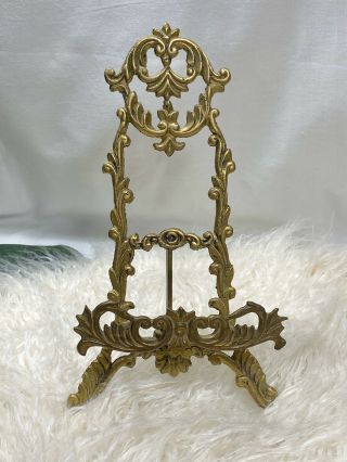 Vintage Solid Brass Table Top Book Photo Frame Display Stand Easel Art Nouveau