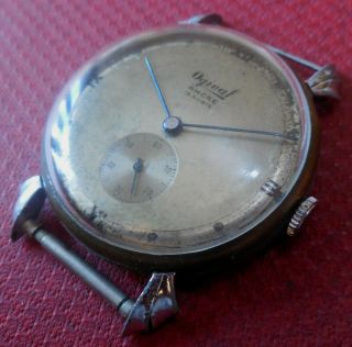 Vintage 1940s Oversized Ogival 15 Jewels Swiss Made Running Wristwatch