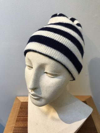 Vintage IKS Aspen NAVY STRIPE Wool Ski Hat Beanie Made in SCOTLAND 2