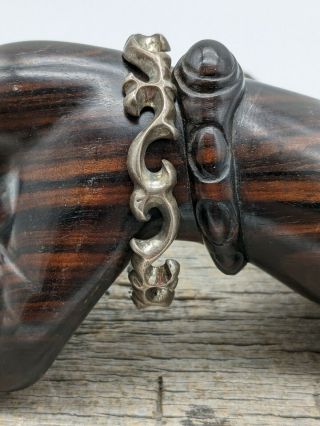 Vintage Pawn Navajo Native American Sandcast Sterling Silver Cuff Bracelet (3)