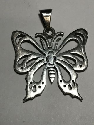 Vtg Signed Pedro Romero Taxco Mexico Sterling Silver Butterfly Pendant