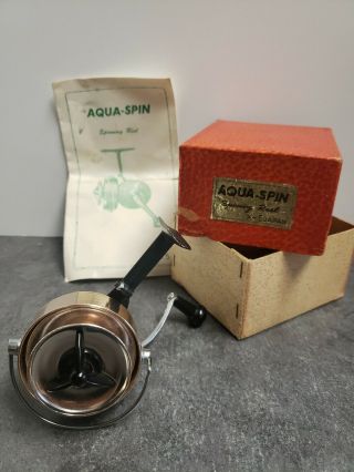 Vintage Aqua Spin Spinning Fishing Reel With Box And Paperwork