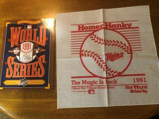 1991 World Series Program (braves Vs.  Twins) And Official Homer Hanky