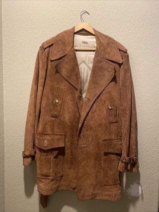 Gorgeous Vintage Suede Leather Heavy Duty Jacket Made In Spain