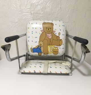 Vintage Graco Tot - Loc Lock Clip On Table Top High Chair Booster Seat Teddy Bears