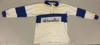 Vintage United Colors Of Benetton Rugby Shirt Mens Size Xl Narcos Blue / White